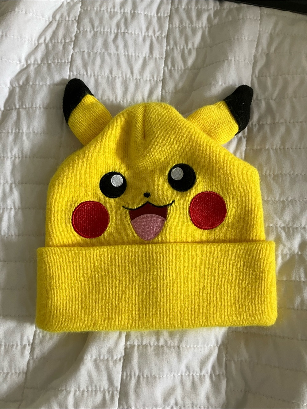 Pikachu Pokémon, youth Knit Beanie Hat - Yellow with Red Cheeks